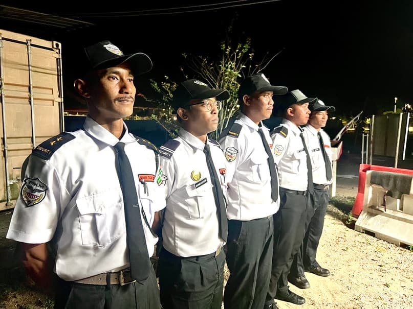 Uniformed Taqwa Teguh officers lined up for duty